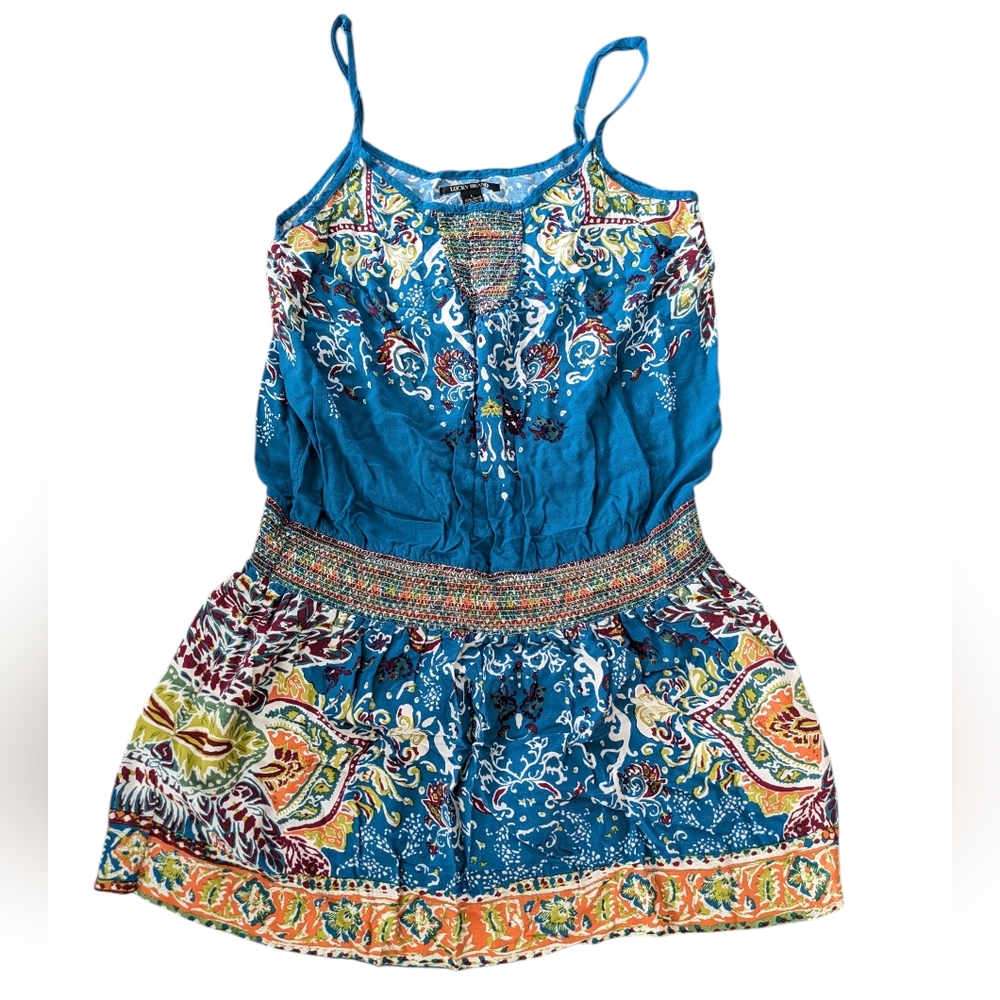 Lucky Brand Boho Chic Floral Tunic Elastic Waist